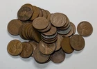 Lincoln Wheat Pennies Roll of 50 Mixed Date VG and VF
