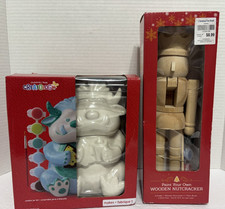 Set of 2 Painting Kits: Paint your own WOODEN NUTCRACKER  MONSTER COOKIE JAR