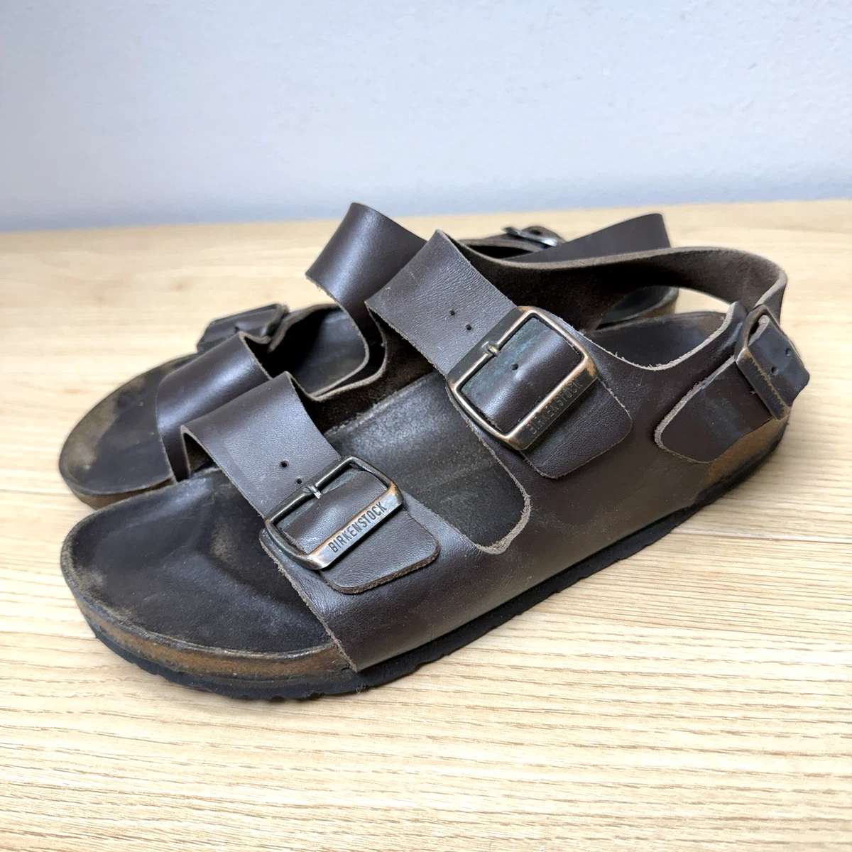 Birkenstock Milano Sandals Mens 8 Womens 10 Black Good Leather Slingback 41 Birkenstock Milano Sandals for Men for sale - eBay main image 3