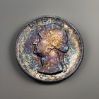 Ultra Rare Choice - 1932 “S” Washington Silver Quarter Deep Rainbow Tones Gem