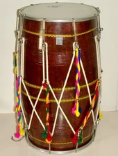 Vintage DHOLAK / Drum / Congo/Bongo ~ Made in India ~ 24" Tall and 14" Heads