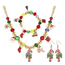 Christmas Jewelry Sets for Women Xmas Enamel Candy Cane Christmas Tree Reinde...