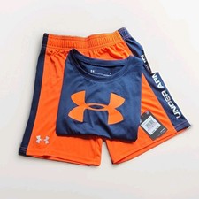 Under Armour Boys Size 6 Navy Orange 2-Piece Lightweight T-Shirt Shorts Set