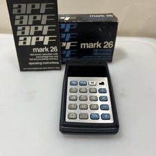 Vtg 1975 APF Mark 26 Electronic Calculator Red LED Tested With Battery-works