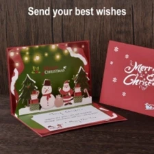 3D Santa Greeting Cards Folding Merry Christmas Best Wishes Card Xmas Gift Card