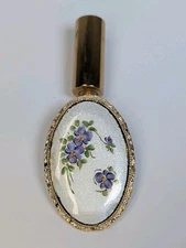 Vintage Schildkraut Gold Tone Handpainted Cloisonne Lip Stick Holder W/ Mirror 