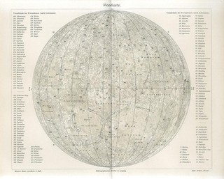 1895 PIANETA LUNA CRATERI SUPERFICIE LUNARE ASTRONOMIA CELESTE Mappa antica