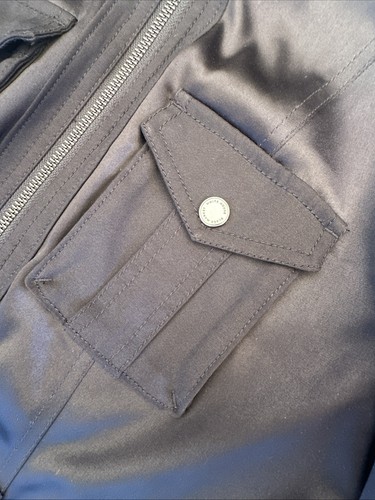 WHBM Jacket Sz 2 Black Military Full Zip Up Flap Pockets Utility - Picture 3 of 18