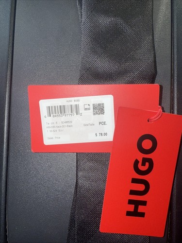 Hugo Boss Mens Jacquard Skinny Solid Tie Necktie Formal Italy Black One Size $78 - Picture 3 of 5