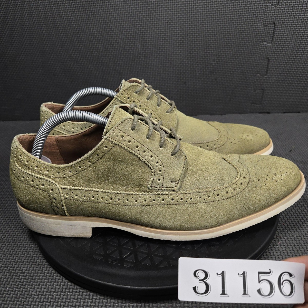 Stacy Adams Wingtip Oxfords Mens Size 9.5 Olive Green Suede  display picture 2