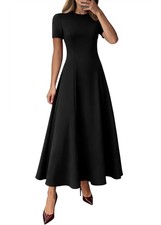 Short Sleeve Wedding Guest Dresses for Women Formal,Black,M