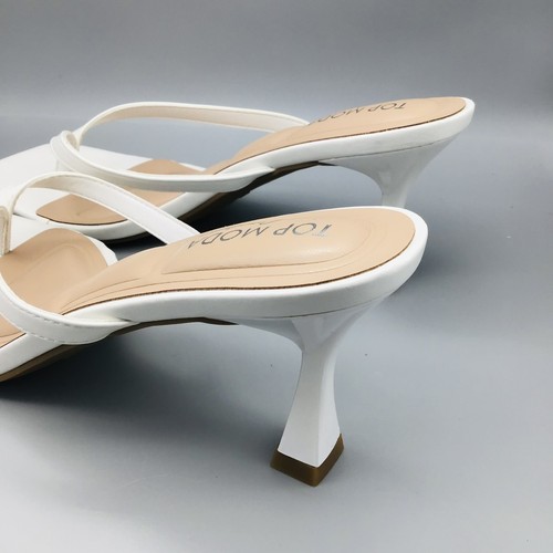 TOP MODA Comfort Sandals Shoes Women's Size 8 Off White Square Toe Kitten Heel - Picture 8 of 14