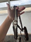 Circle Y-Beautiful Clean Quality Dark leather Silver Show Halter-Full Size Horse