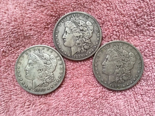 MORGAN SILVER DOLLAR COINS. LOT OF 3-1888-O  CIRCULATED PRE. 1921  LOT# 15