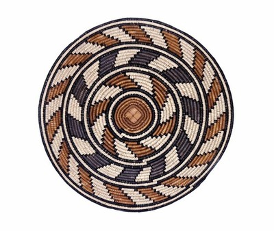 Large Vintage Zulu Handwoven Palm Basket 18'' African Tribal Ethnographic WallART