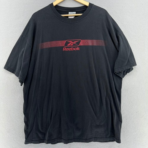 Y2K Reebok T-Shirt Center Logo Black Red SZ XL Loose Baggy Streetwear Gym VTG - Picture 2 of 9