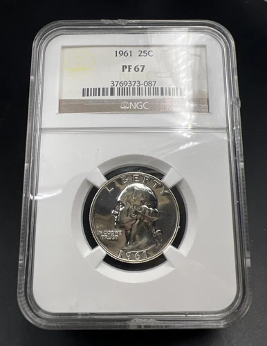 1961 25c Washington Silver Quarter Proof Coin NGC PF67 #087