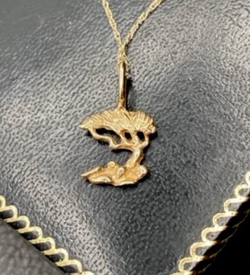 14k massives Gold California Monterey Zypresse Baum Charm 16'' 14k Kette