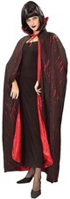 Tattered Cape Vampire Gothic Red Black Fancy Dress Halloween Costume Accessory