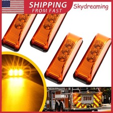 4x Yellow 3-led 12v Side Marker Lights Truck Trailer Clearance Lights Waterproof