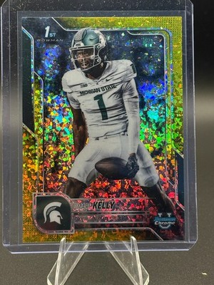 Omari Kelly 2025 Bowman Chrome U 1st Yellow Mini Diamond /350 Michigan