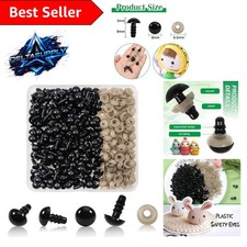 9mm Black Plastic Safety Eyes with 150 Washers for Dolls  Amigurumis