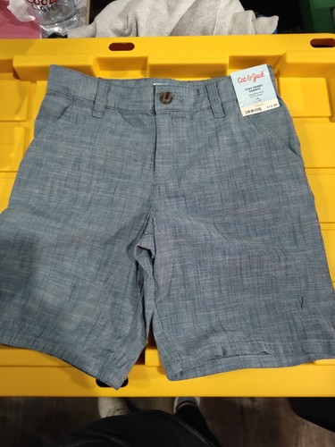 VV- NEW Cat & Jack Chambray Chino Shorts Flat-Front Shorts-size 12 - Picture 1 of 4