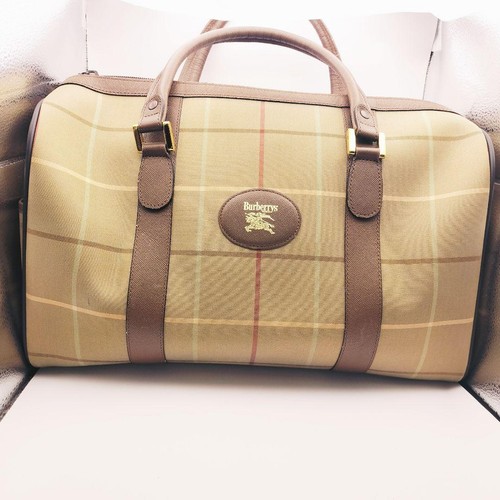 Burberry Nova Check Khaki Canvas Boston Bag Authentic Women's Handbag