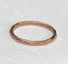 Copper Ring Stackable Hammered Rings band Size 6.5 Wedding Ring Unisex thin 2mm
