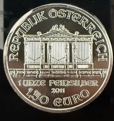 Austrian Mint 2011 1oz .999 Silver Austrian Philharmonic €1.50 Coin Bullion Coin - Image 1 of 3