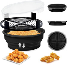 Collapsible Batter Bowl - Mess Free Better Breader Shaker Bowl with Lid Breading