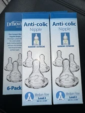 12-Dr Brown's Natural Flow Level 2, Narrow Baby Bottle Nipples , Medium, 3m+
