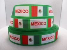 Mexico Flag 1" Grosgrain Ribbon YOUR CHOICE: 5 or 10 Yards Mexican 