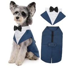 Dog Tuxedo Dog Suit and Bandana Set, Dogs Tuxedo Small pack of 1 Royal Blue