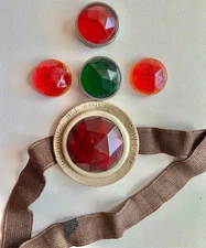 5 VTG Glass Lens Tail Light Jewel Dash RED Panel REFLECTOR Indicator TRAVELITE