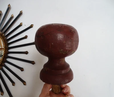 Boule de rampe d'escalier bois ancienne ART POPULAIRE - XIX éme ? - Photo 1/4