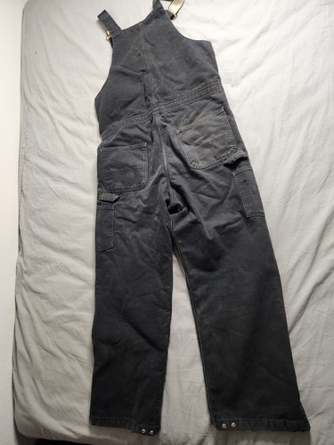 Carhartt Insulated Double Knee Canvas Bib Overalls Mens Size 32x30 Black R38 BLK - Picture 7 of 11