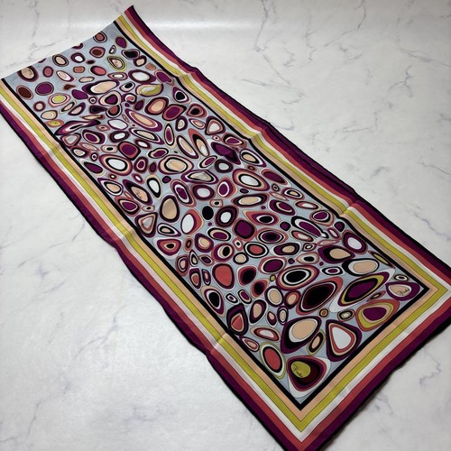Stola sciarpa seta Emilio Pucci multicolore viola geometrica 32x154 cm