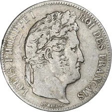 [#197648] France, Louis-Philippe I, 5 Francs, 1838, Strasbourg, Silver, VF