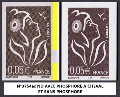 VARIETE N°37354abcd 0,05€ LAMOUCHE NON DENTELE AVEC ET SANS PHOSPHORE LUXE ** - Photo 1/3