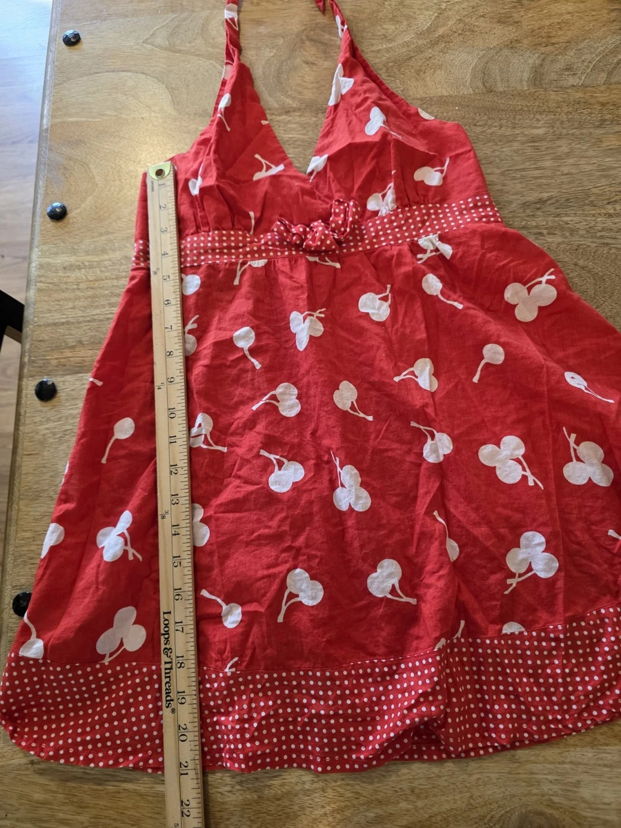 Retro Babydoll Tee Halter Top Size Medium Cherry Red 100% Cotton