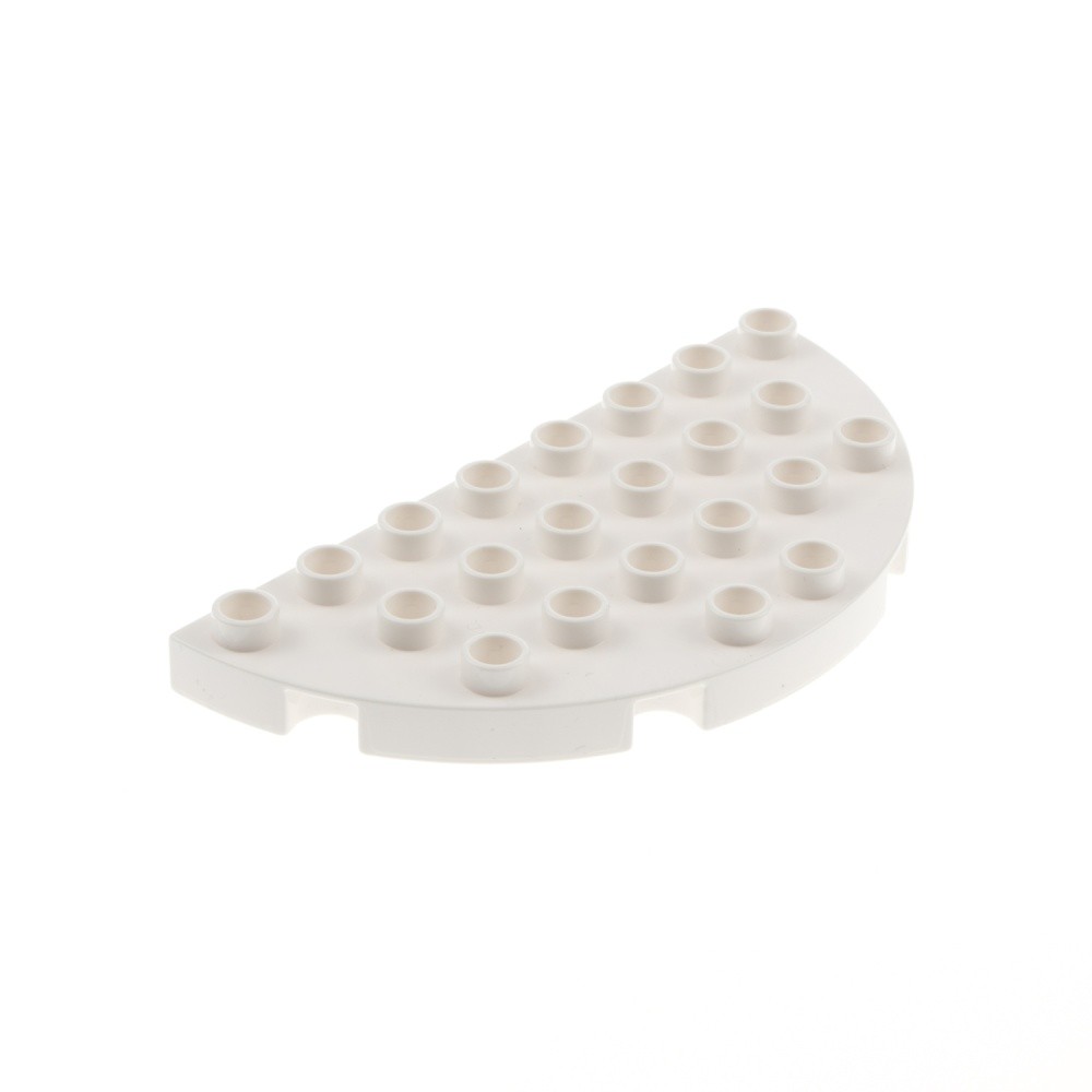 1X Lego Duplo Building Plate 4X8 White Half Circle Base Plate 6258901 29304