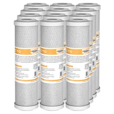 12 Pack 10" x 2.5" 5 Micron CTO Carbon Block Water Filter Cartridges Whole House