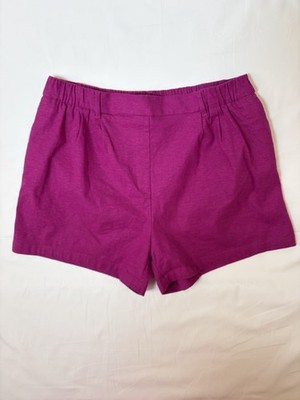 Express Lined Linen Blend Dress Shorts with Pockets Fuchsia Size Large #0173
