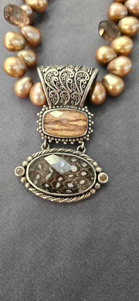 Colgante de piedras preciosas + collar de perlas de agua dulce Lori Bonn de plata esterlina - retirado Foto 4 de 4