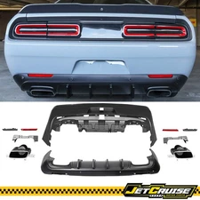 Fit 08-14 Dodge Challenger 2015+ SRT Hellcat Style Rear Bumper Cover V2 Diffuser