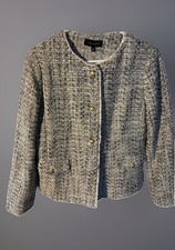 Women s Talbots Tweed Blazer Cream Black W/ Gold Buttons Size 10