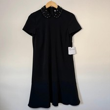 RED Valentino Black Embellished Collar Dress UK 8 IT 40 BNWT Crystal Peter Pan