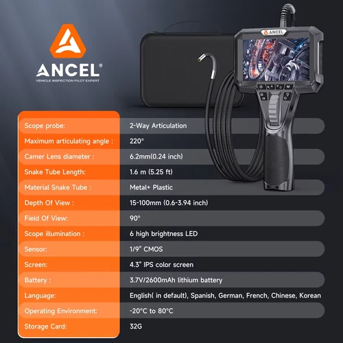 Endoskopkamera 6.5mm Endoscope Camera 210&deg; Endoskop Schwenkbarer 4,3" HD 1080P - Bild 11 von 18