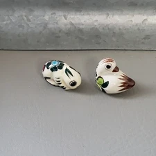 Lot of 2 Mini Tonala Mexican Pottery Animal Figurines Bird and Bunny Folk Art